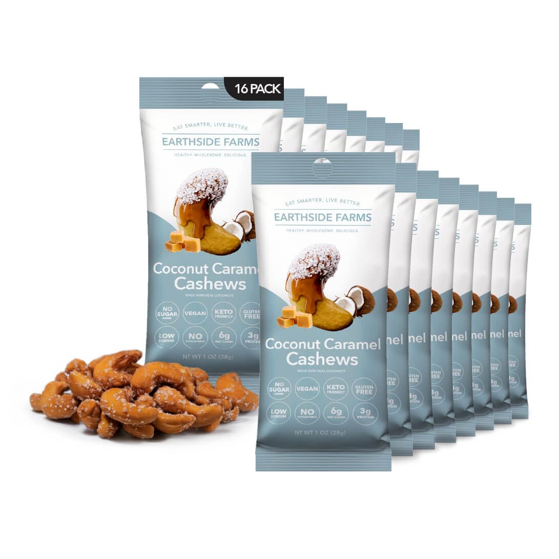 Coconut Caramel Cashews 1 oz snack packs, 16-pack with cashews