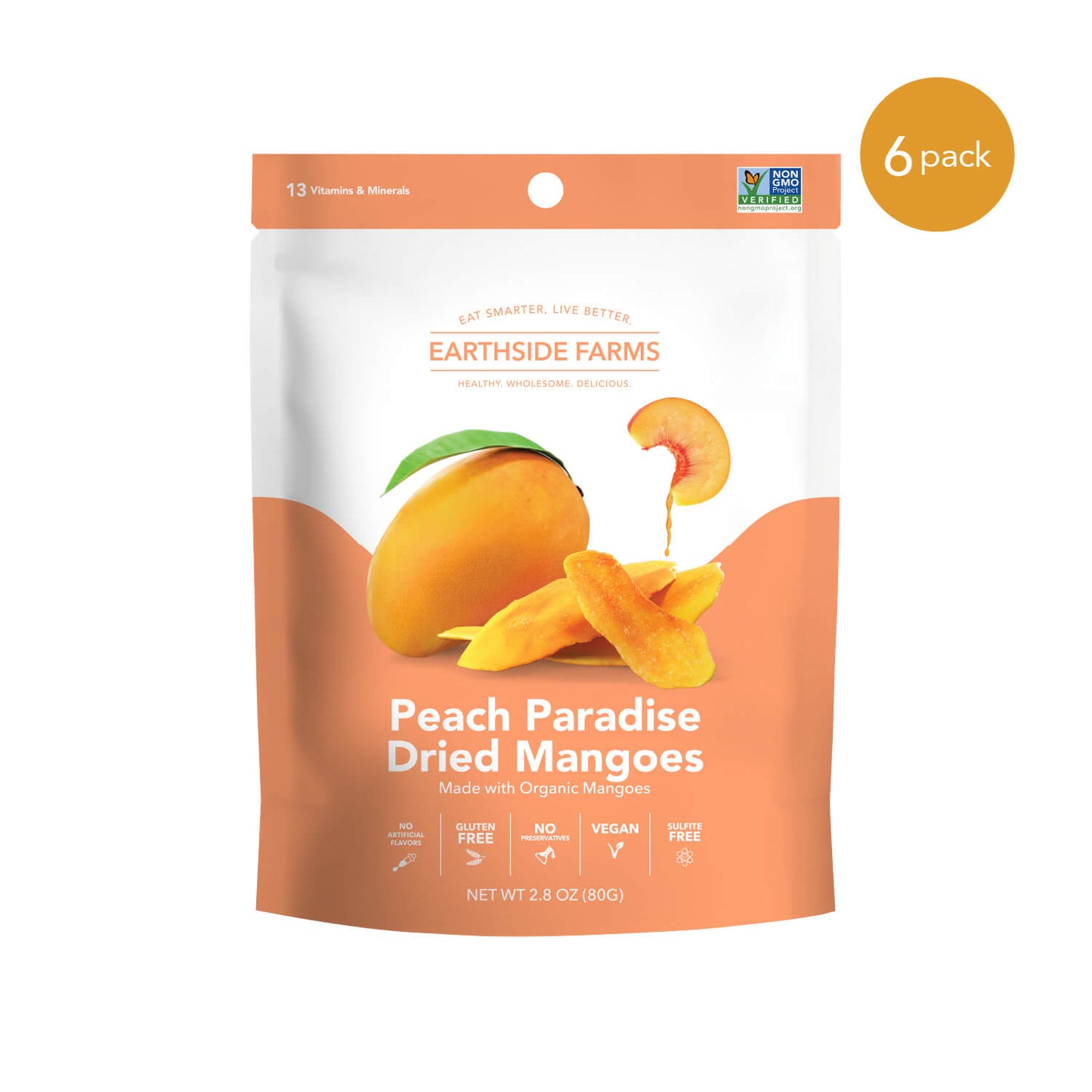 Peach Paradise Dried Mangoes 2.8oz - 6 pack