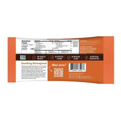 Back of Banana Bread Walnuts 1 oz snack pack with nutrition facts