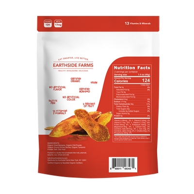 Back of Lime Kick Dried Organic Mangoes pouch with nutrition facts