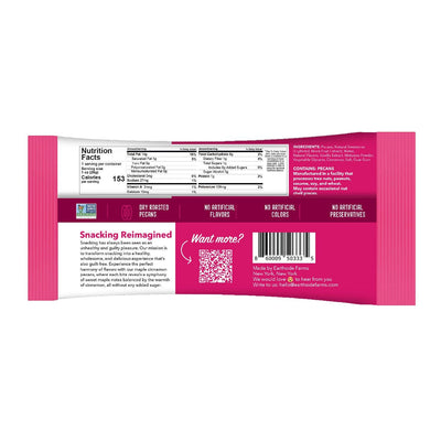 Back of Maple Cinnamon Pecans 1 oz snack pack with nutrition facts