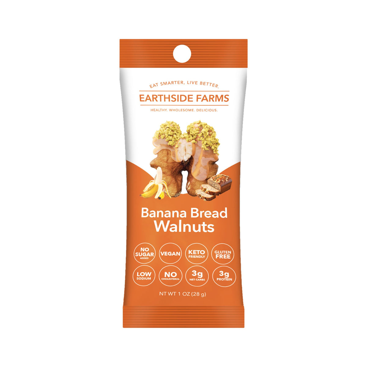 Banana Bread Walnuts 1 oz snack pack, front