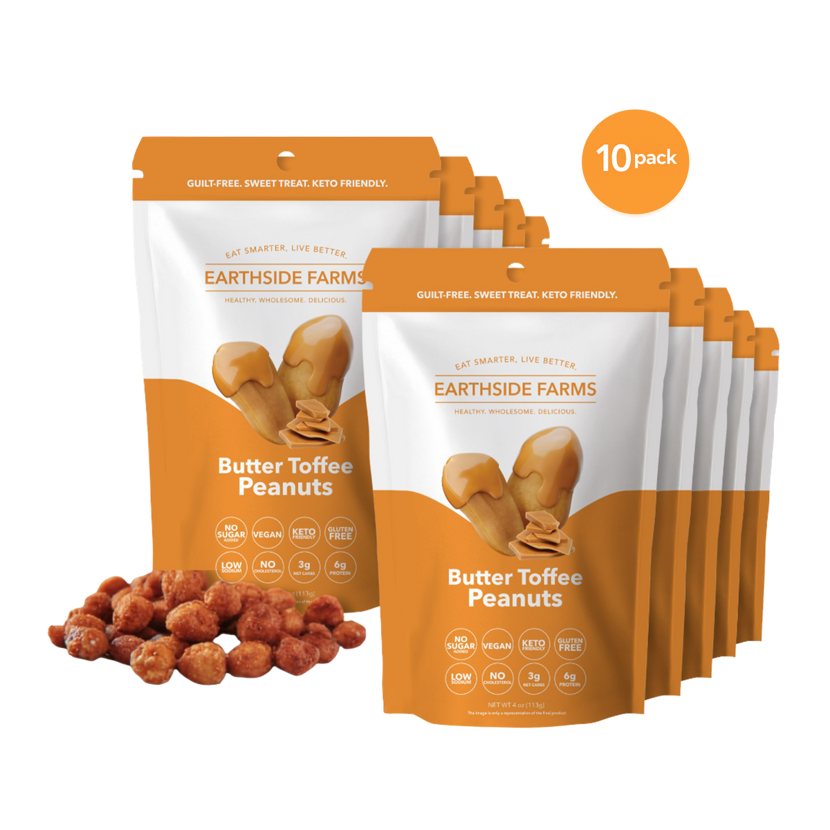Butter Toffee Peanuts 10-pack of orange pouches with toffee peanuts