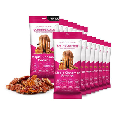 Maple Cinnamon Pecans 1 oz snack packs, 16-pack with candied pecans
