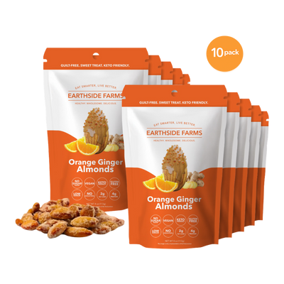 Orange Ginger Almonds 10-pack of orange pouches with candied almonds