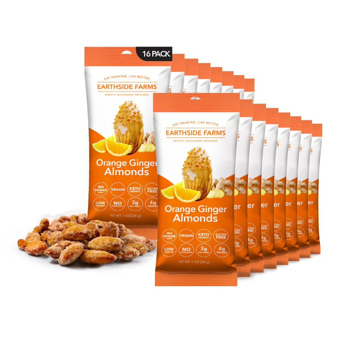 Orange Ginger Almonds 1 oz snack packs, 16-pack with candied almonds