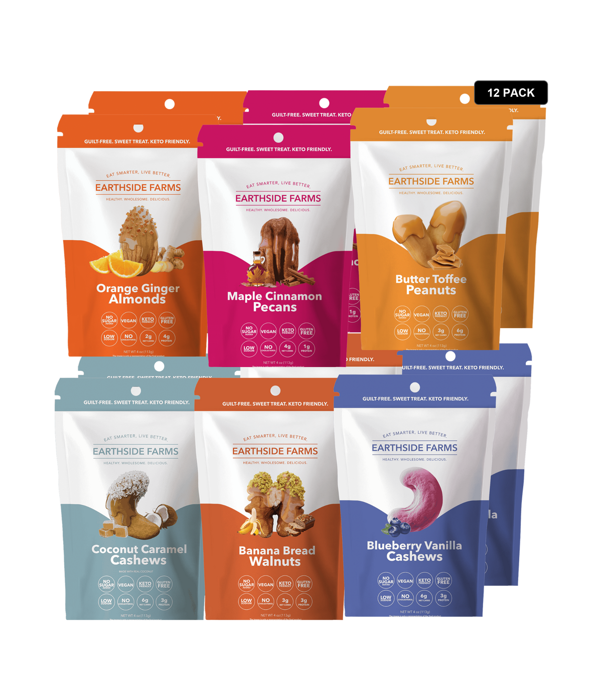 Smart Choice variety 12-pack of 4 oz candied nut pouches